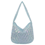 Rainbow Puffy Padded Quilting Tote Bag for Women