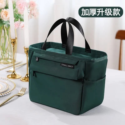 Red Insulated Lunch Bag Office Ladies Thicken Large Portable Thermal Lunch Bags