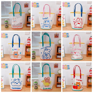 Shoulder Bag for Women Bear Bunny Transparent Waterproof Beach Bags