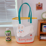 Shoulder Bag for Women Bear Bunny Transparent Waterproof Beach Bags