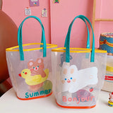 Shoulder Bag for Women Bear Bunny Transparent Waterproof Beach Bags