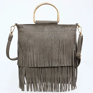 Tassel Shoulder Handbags Crossbody Bag Lady PU Leather Bag