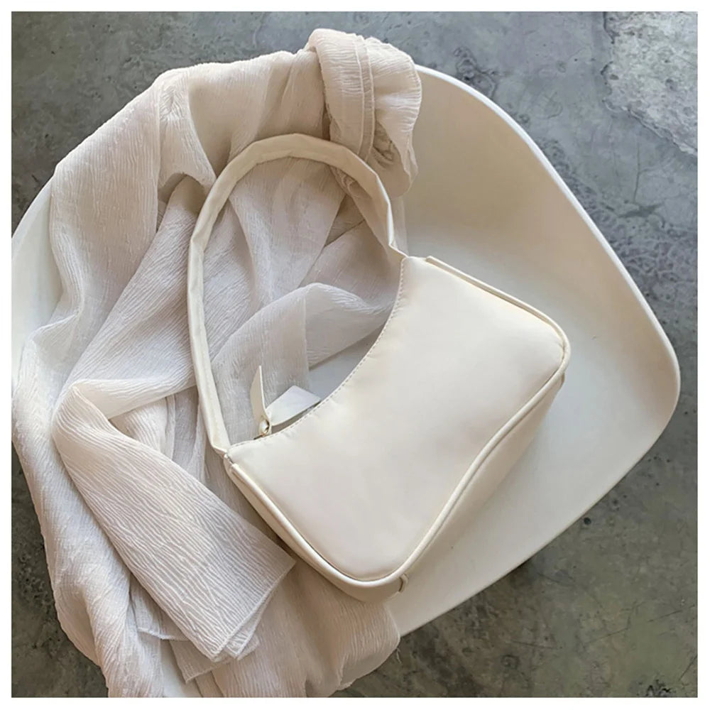 Vintage Solid Handbag Women Subaxillary Underarm Bags Casual Retro Shoulder Tote
