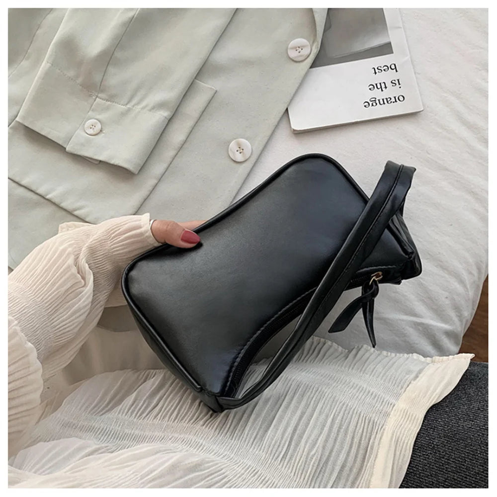 Vintage Solid Handbag Women Subaxillary Underarm Bags Casual Retro Shoulder Tote