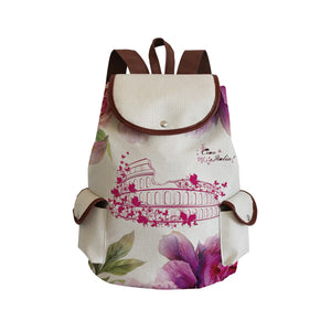 Eiffel Tower Print Travel Backpack Customizable Pattern Bag