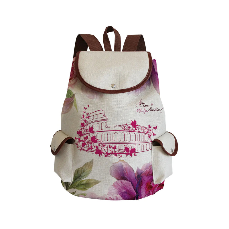 Eiffel Tower Print Travel Backpack Customizable Pattern Bag