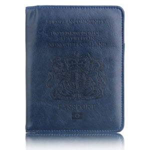 RFID Blocking PU Leather Passport Holder Travel Wallet