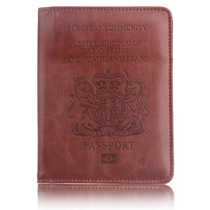 RFID Blocking PU Leather Passport Holder Travel Wallet