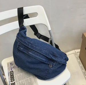 Unisex Denim Crossbody Sling Chest Bag Belt Hip Hop Bum Purse