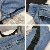 Unisex Denim Crossbody Sling Chest Bag Belt Hip Hop Bum Purse