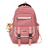 Unisex Canvas Backpack Student Solid Schoolbag Girl Casual Large Capacity