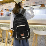 Unisex Canvas Backpack Student Solid Schoolbag Girl Casual Large Capacity