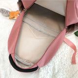 Unisex Canvas Backpack Student Solid Schoolbag Girl Casual Large Capacity