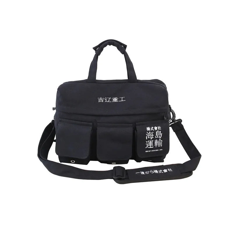 Unisex Hip Hop Canvas Shoulder Bags Large Capacity Tactical Chest Bags