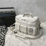 Unisex Hip Hop Canvas Shoulder Bags Large Capacity Tactical Chest Bags