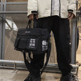 Unisex Hip Hop Canvas Shoulder Bags Large Capacity Tactical Chest Bags