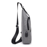 USB Charging Crossbody Bags Men Casual Chest Bag Pack For Short Trip