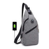 USB Charging Crossbody Bags Men Casual Chest Bag Pack For Short Trip