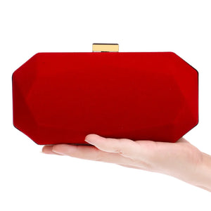 Red Purple Velvet Evening Bag Minimalist Clutch Banquet Bag