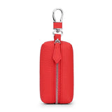 Men Zipper Open Cowhide Leather Small Items Case Hook Style