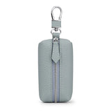 Men Zipper Open Cowhide Leather Small Items Case Hook Style
