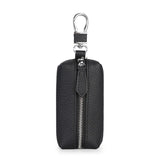 Men Zipper Open Cowhide Leather Small Items Case Hook Style