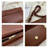 Vintage High Handbag Women Square Lock Shoulder Bag Ruched Strap Messenger