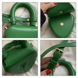 Vintage Leather Women Handbag Heart Shaped Shoulder Bags Crossbody Bag