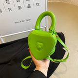 Vintage Leather Women Handbag Heart Shaped Shoulder Bags Crossbody Bag