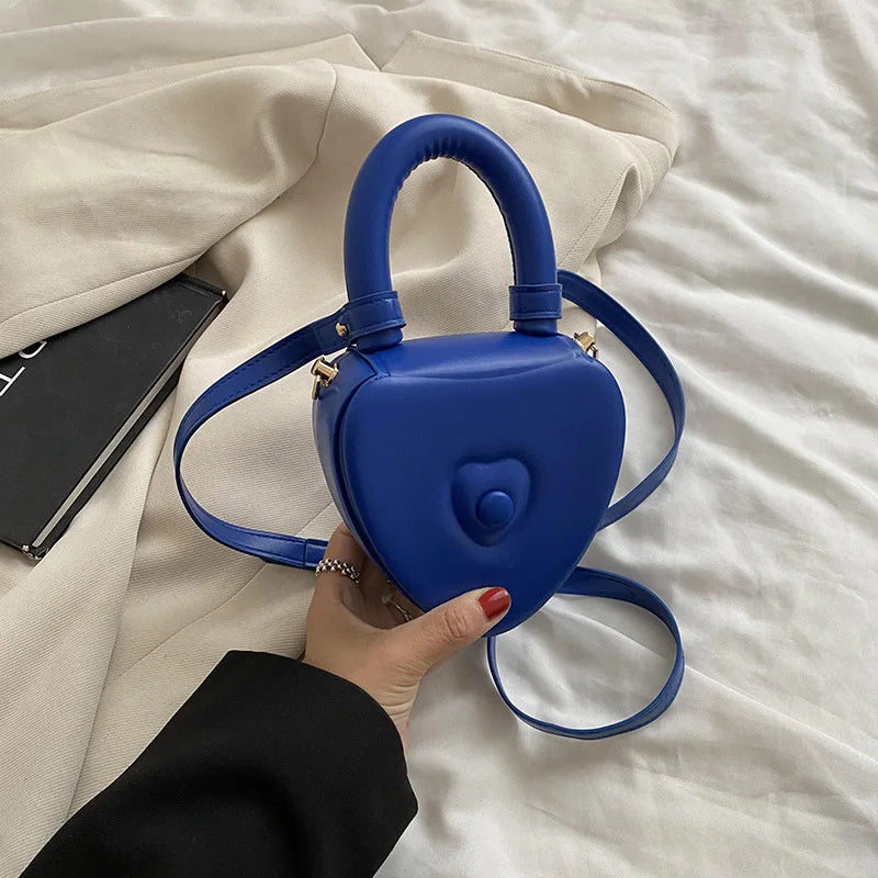 Vintage Leather Women Handbag Heart Shaped Shoulder Bags Crossbody Bag