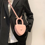 Vintage Leather Women Handbag Heart Shaped Shoulder Bags Crossbody Bag