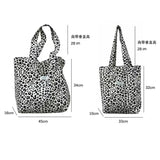 Vintage Leopard Print Canvas Shoulder Bag Large Capacity Casual Tote