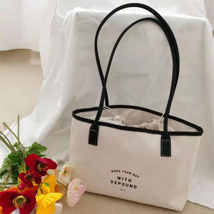 Vintage Canvas Shopper Bag for Girls Casual