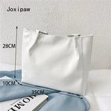 Vintage Solid Large Capacity Handbag for Women Girl Pu Leather Shoulder Bag