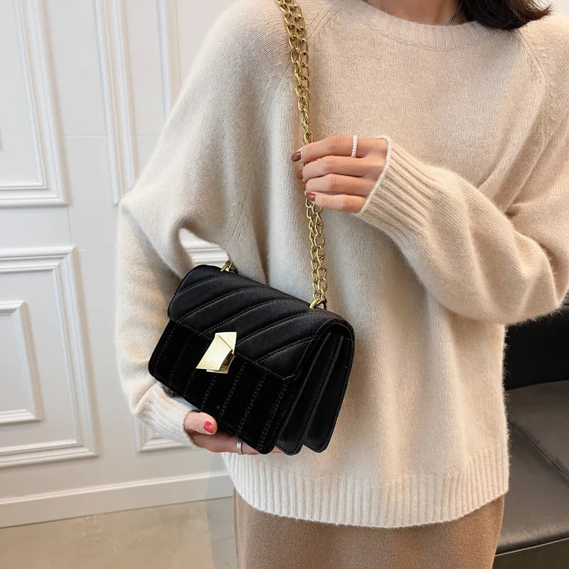 Vintage Velvet Leather Small Crossbody Shoulder Bags for Women Winter Tote Purse