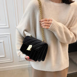 Vintage Velvet Leather Small Crossbody Shoulder Bags for Women Winter Tote Purse