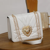 Vintage Leather Shoulder Bag Retro Heart Female Square Purse