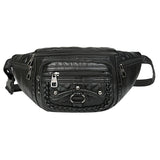 Vintage Women's Waist Bag PU Leather Zipper Adjustable Ladies Shulder Bag