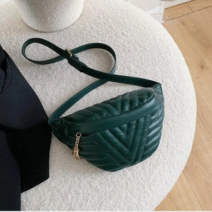 Women PU Fanny Pack Zipper Chest Bag Girls Travel Belt Bag