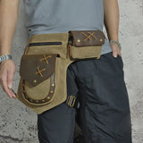 Waterproof Canvas+Leather Small Belt Messenger Bag Fanny Waist Pack For Men