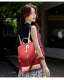 Waterproof PU Leather Women Backpack Anti-theft Ladies Travel Daypack