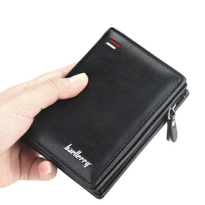 Men's Zipper Short Wallet Vertical Mini Snap Zero Wallet