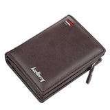 Men's Zipper Short Wallet Vertical Mini Snap Zero Wallet