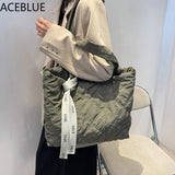 Winter Nylon Quilted Shopper Totes Women Handbags Lady Satchels Bags