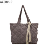 Winter Nylon Quilted Shopper Totes Women Handbags Lady Satchels Bags