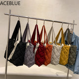 Winter Nylon Quilted Shopper Totes Women Handbags Lady Satchels Bags