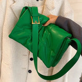 Winter Quilted Ladies Padded Crossbody Bag Soft PU Leather Messenger Bag