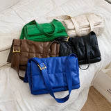 Winter Quilted Ladies Padded Crossbody Bag Soft PU Leather Messenger Bag
