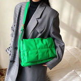 Winter Quilted Ladies Padded Crossbody Bag Soft PU Leather Messenger Bag