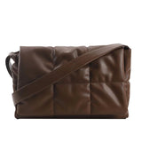Winter Quilted Ladies Padded Crossbody Bag Soft PU Leather Messenger Bag